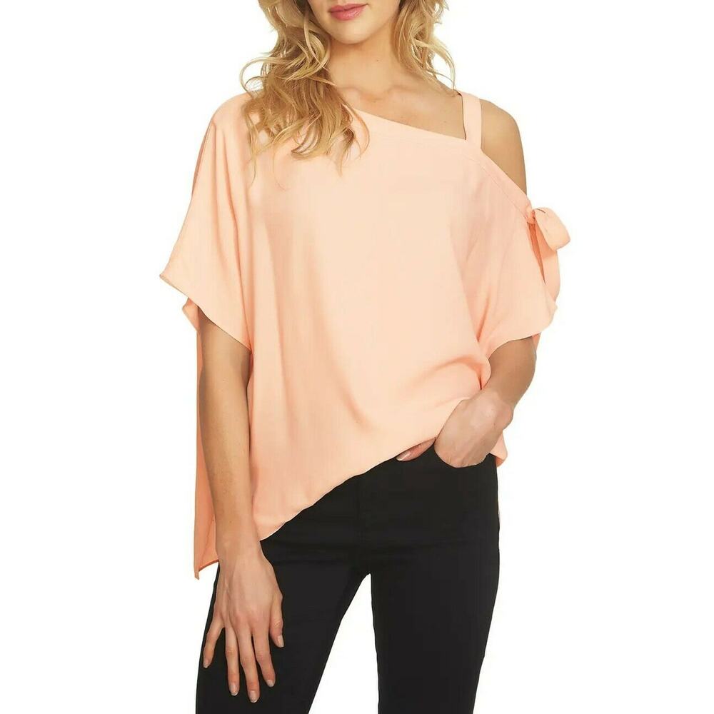 1 STATE Off Shoulder Small Top Pink Tie Sleeve NEW